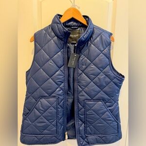 NWT Kate Spade quilted vest navy blue with pockets full zip